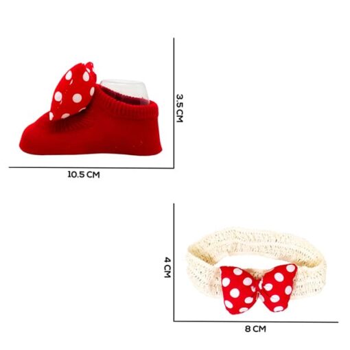 StarAndDaisy Baby Shoes and Hair Accessories for New Born Baby Girl 6 Months and 12 Months (Red) - Image 2