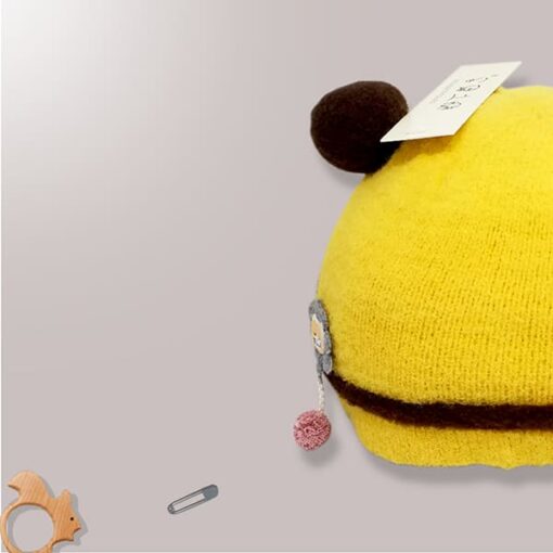 StarAndDaisy Kids Winter Cap (Upto 4 years kids – Ripe Lemon & Black) - Image 3