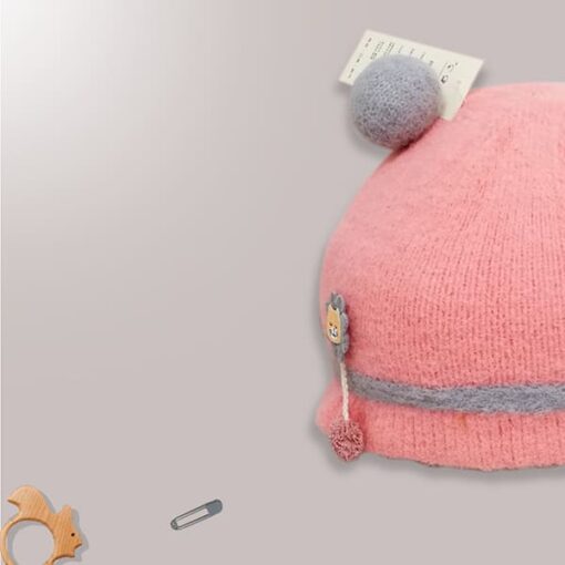 StarAndDaisy Kids Winter Cap (Upto 4 years kids – Baby Pink & Grey) - Image 3