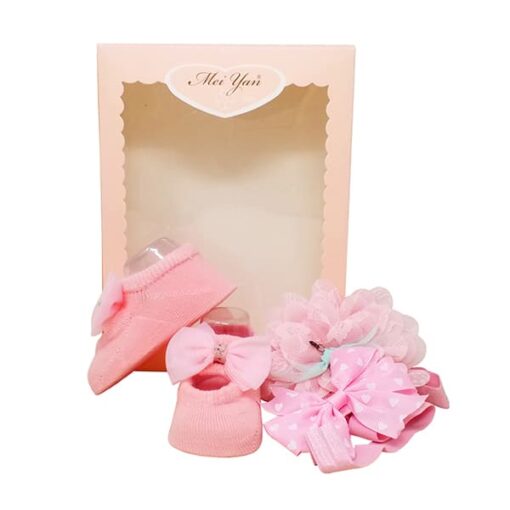 StarAndDaisy Baby Shoes and Hair Accessories for New Born Baby Girl 6 Months and 12 Months (Light Pink) - Image 3