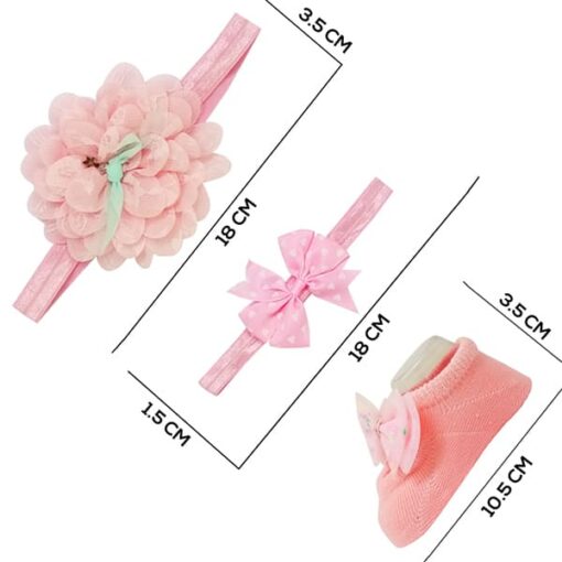 StarAndDaisy Baby Shoes and Hair Accessories for New Born Baby Girl 6 Months and 12 Months (Light Pink) - Image 2