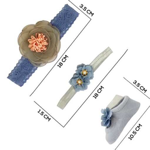 StarAndDaisy Baby Shoes and Hair Accessories for New Born Baby Girl 6 Months and 12 Months (Blue) - Image 2