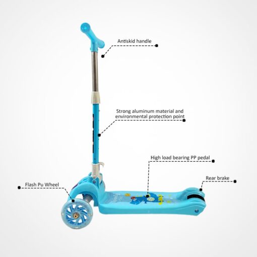 StarAndDaisy Toddler Scooter (Foldable) with 3 Wheels having Led Lights & Height Adjustable for Kids ( 4year+ Age ) | color - Blue - Image 7