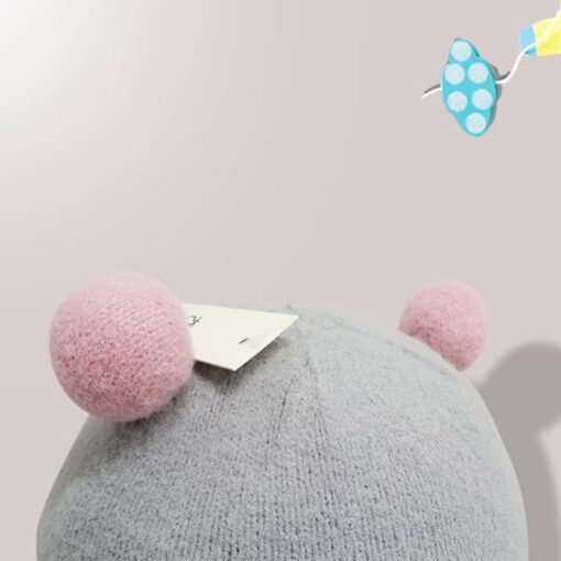 StarAndDaisy Kids Winter Cap (Upto 4 years kids – Grey & Baby Pink) - Image 4
