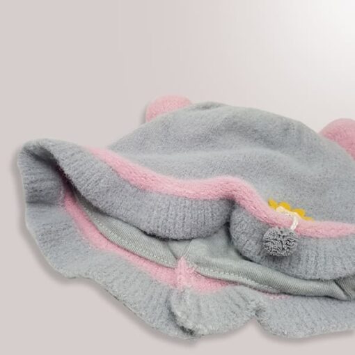StarAndDaisy Kids Winter Cap (Upto 4 years kids – Grey & Baby Pink) - Image 2