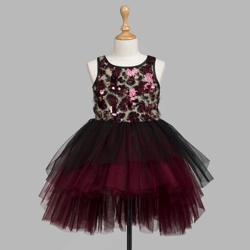 Maroon Girls Party Wear Dress - Image 5