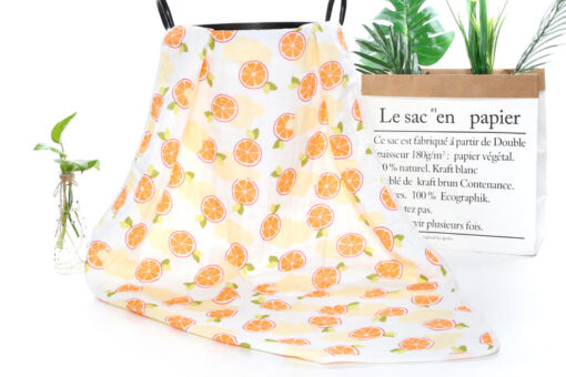 StarAndDaisy Swaddle Wrap Super Soft 100% Muslin Organic Cotton (Pack of 1 | Size 110cm by 110cm | Orange Pattern) - Image 4