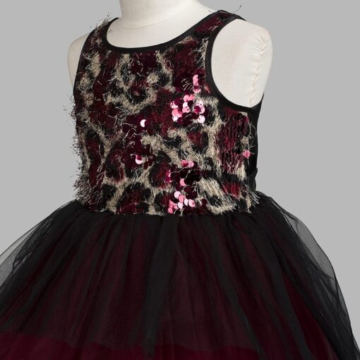 Maroon Girls Party Wear Dress - Image 3