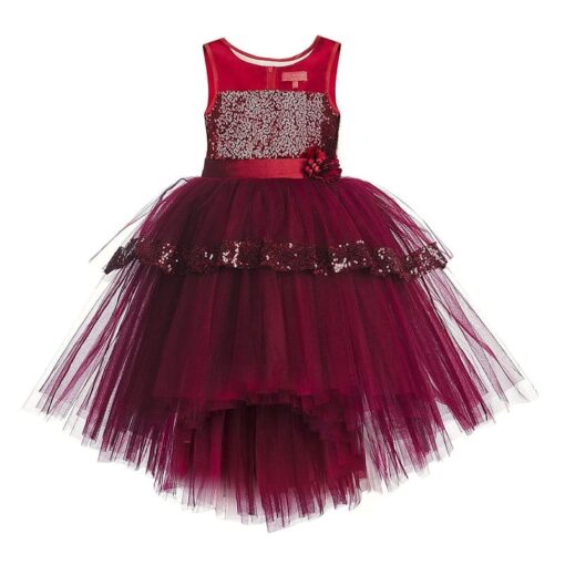 Maroon High Low Girls Party Wear Dress - Image 2