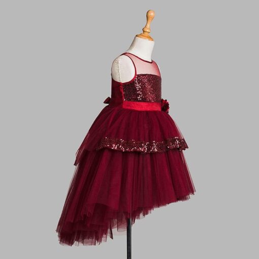 Maroon High Low Girls Party Wear Dress - Image 4