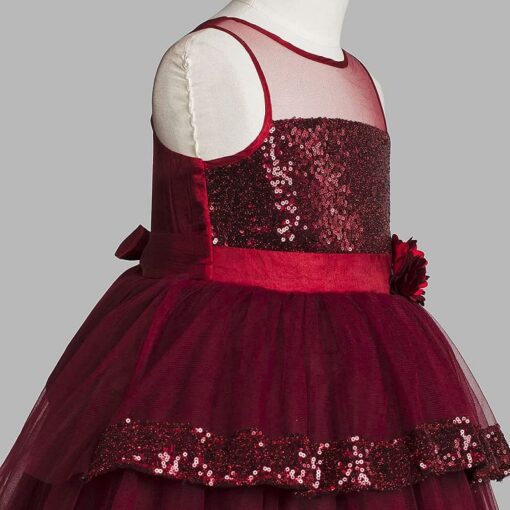 Maroon High Low Girls Party Wear Dress - Image 5