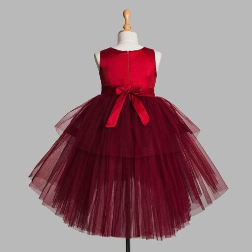 Maroon High Low Girls Party Wear Dress - Image 7