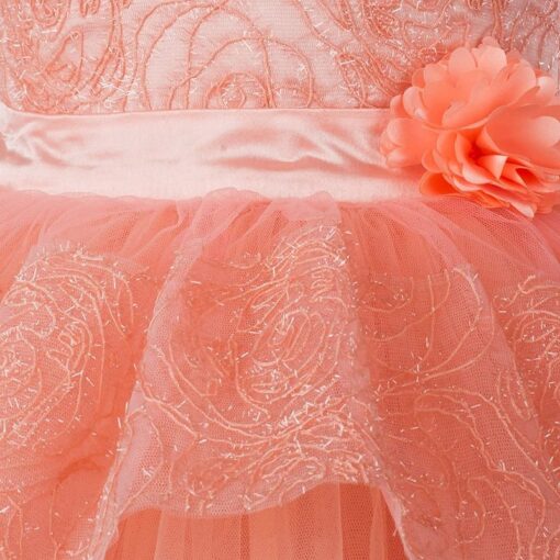 Kids Peach High-Low Girls Party Wear Dress - Image 3