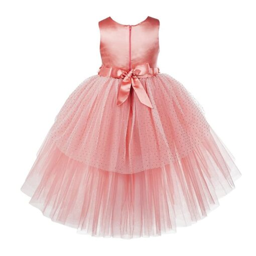 Toy Balloon Kids Peach High-Low Girls Party Wear Dress - Image 4