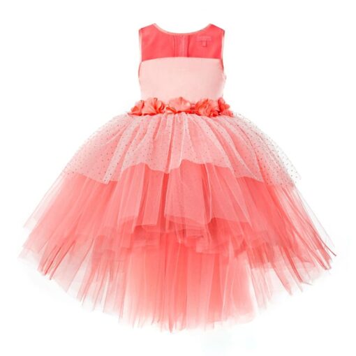 Toy Balloon Kids Peach High-Low Girls Party Wear Dress