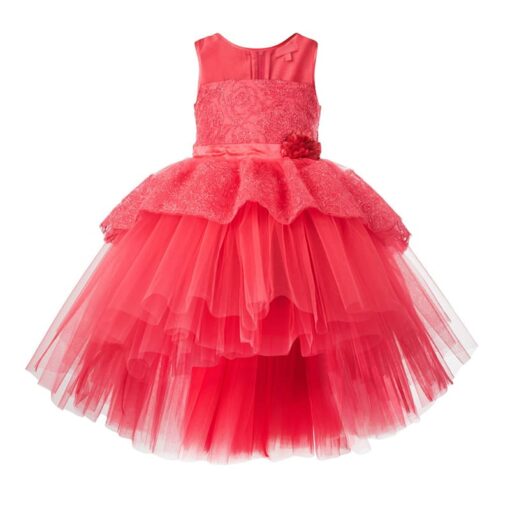 Kids Coral High-Low Girls Party Wear Dress