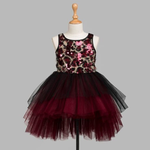Maroon Girls Party Wear Dress