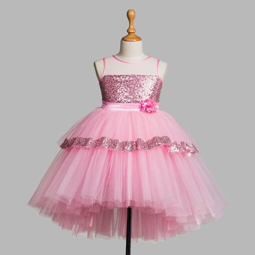 Baby pink High Low Girls Party Wear Dress