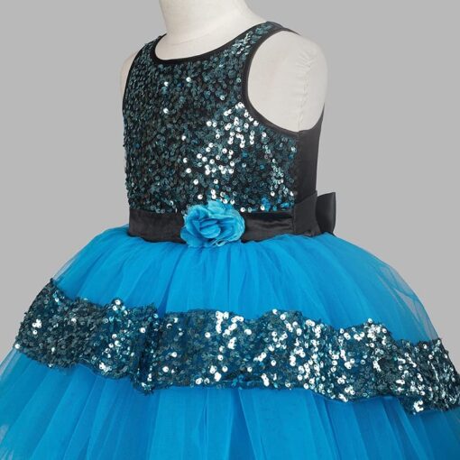 Sky Blue Girls Party Dress - Image 7