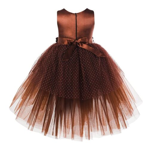 Toy Balloon Kids Brown High-Low Girls Party Wear Dress - Image 4