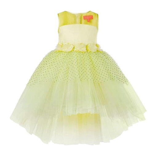 Girls Party Dresses -  High Low Girl Party Wear Dress (Light Green) - Image 2