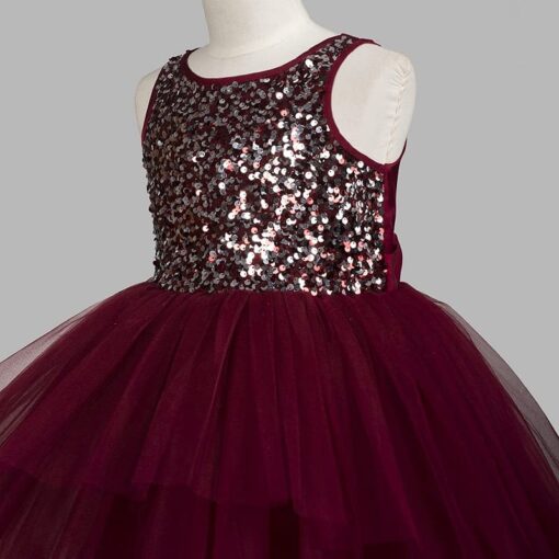 Maroon Hi Low Girls Party Wear Dress - Image 7
