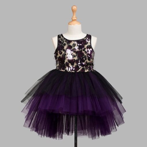 Purple Girls Party Wear Dress - Image 3