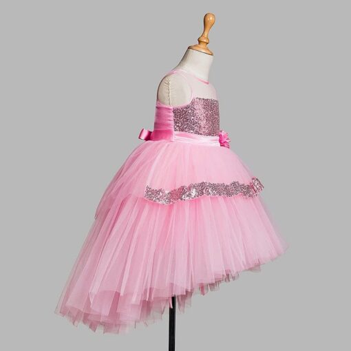 Baby pink High Low Girls Party Wear Dress - Image 4