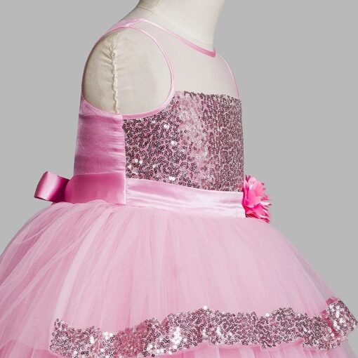 Baby pink High Low Girls Party Wear Dress - Image 5
