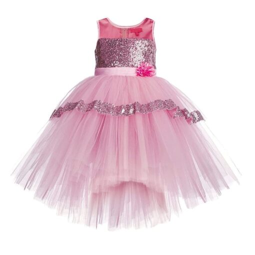 Baby pink High Low Girls Party Wear Dress - Image 8