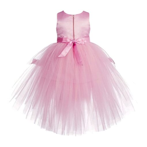 Baby pink High Low Girls Party Wear Dress - Image 9