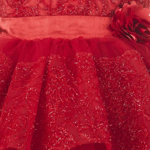 Kids Red High-Low Girls Party Wear Dress - Image 3