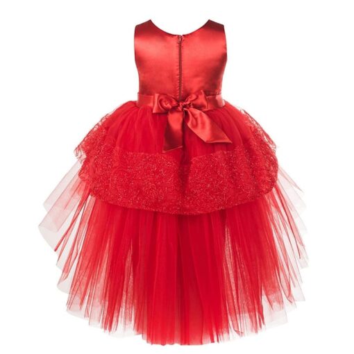 Kids Red High-Low Girls Party Wear Dress - Image 4