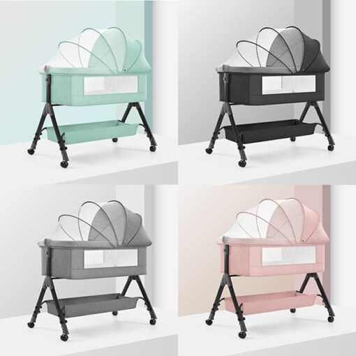 [Refurbished] StarAndDaisy baby craddle crib with adjustable height and mosquito net UPGRADED (with Nursing Tray & Bumper Set | Black) - Image 4