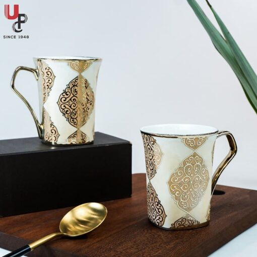 SND Homes Flower Series Fine Bone China Ceramics 300ml (Pack of 2) Bone China Coffee Mug  (330 ml, Pack of 2)