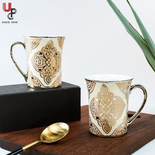 SND Homes Flower Series Fine Bone China Ceramics 300ml (Pack of 2) Bone China Coffee Mug  (330 ml, Pack of 2)
