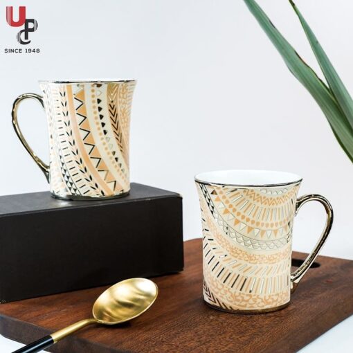 SND Homes Flower Series Fine Bone China Ceramics 300ml (Pack of 2) Bone China Coffee Mug  (330 ml, Pack of 2)