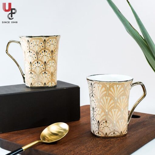 SND Homes Flower Series Fine Bone China Ceramics 300ml (Pack of 2) Bone China Coffee Mug  (330 ml, Pack of 2)