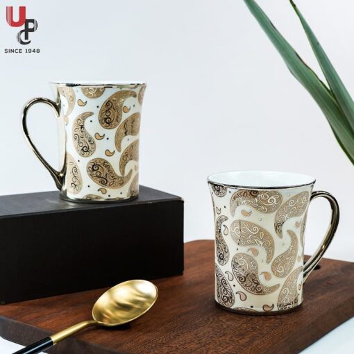 SND Homes Flower Series Fine Bone China Ceramics 300ml (Pack of 2) Bone China Coffee Mug  (330 ml, Pack of 2)