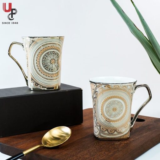 SND Homes Flower Series Fine Bone China Ceramics 300ml (Pack of 2) Bone China Coffee Mug  (330 ml, Pack of 2)
