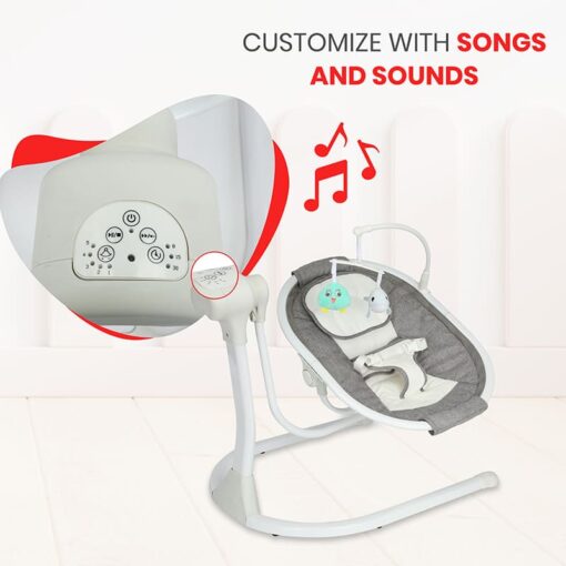 StarAndDaisy 360° Degree Rotating Premium Musical Rockers Baby Swings for Infants Electric Adjustable - Image 4