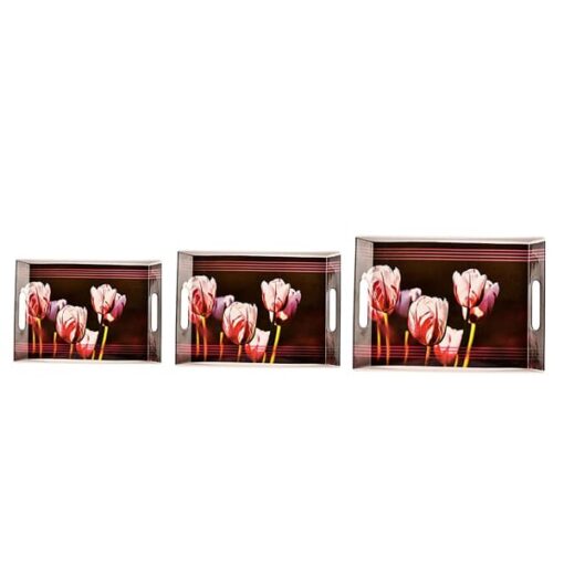 SND Homes Premium Melamine Break Resistant Serving Tray Set Shape-Ocean Modern Designs(Set of 3 - S, M, L) - Image 2