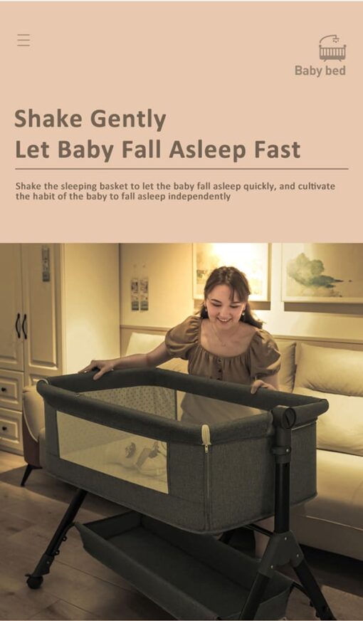 [Refurbished] StarAndDaisy baby craddle crib with adjustable height and mosquito net UPGRADED (with Nursing Tray & Bumper Set | Black) - Image 7
