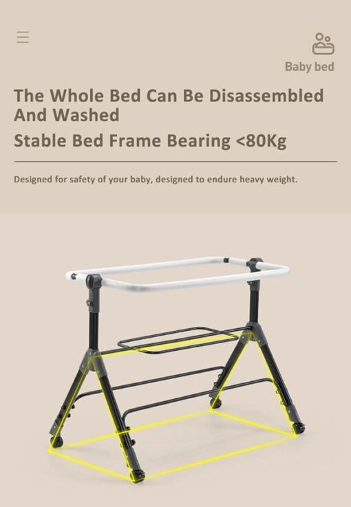 [Refurbished] StarAndDaisy baby craddle crib with adjustable height and mosquito net UPGRADED (with Nursing Tray & Bumper Set | Black) - Image 11