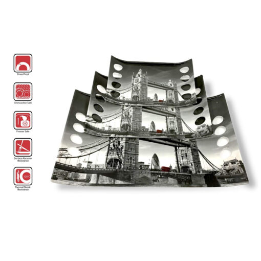 SND Homes Star Series Crystal Melamine Serving Tray (Small, Medium and Large Size, Multicolour) - Set of 3 - Image 2