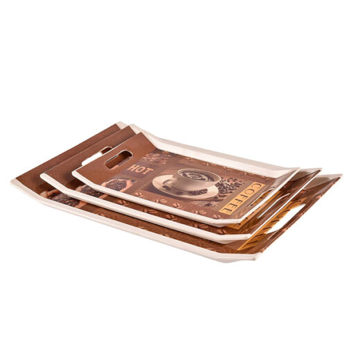 SND Homes Premium Shape Vilora Modern Designs Melamine Break Resistant Serving Tray (Set of 3 ) - Image 3