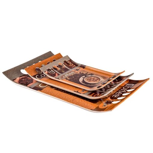 SND Homes Premium Melamine Break Resistant Serving Tray Set Shape-Royal Modern Designs(Set of 3 - S, M, L) - Image 3