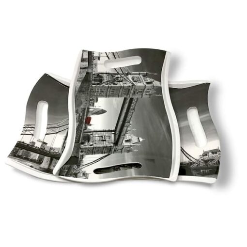Serving Tray for Kitchen - SND Homes Melamine Serving Tray for Home and Kitchen - Vista Series Tray Set of 2 - Image 2