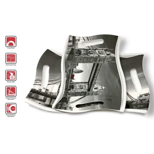 Serving Tray for Kitchen - SND Homes Melamine Serving Tray for Home and Kitchen - Vista Series Tray Set of 2 - Image 5
