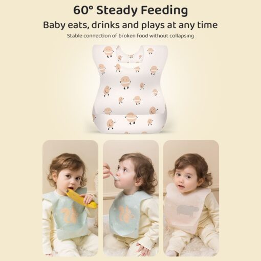 StarAndDaisy Disposable Baby Bibs, 50 Pack Soft Travel Bibs for Feeding Infant Babies, Use and Throw Bibs, Toddler Drool Burp Apron, 3 Layer Absorbent Yet Waterproof bib with 3D Crumb Catcher (Pack Of 50) - Image 5